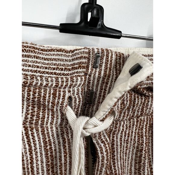 Free People Pants Womens Brown White Light at Sunrise Crop Drawstring Size 6 - Picture 5 of 11